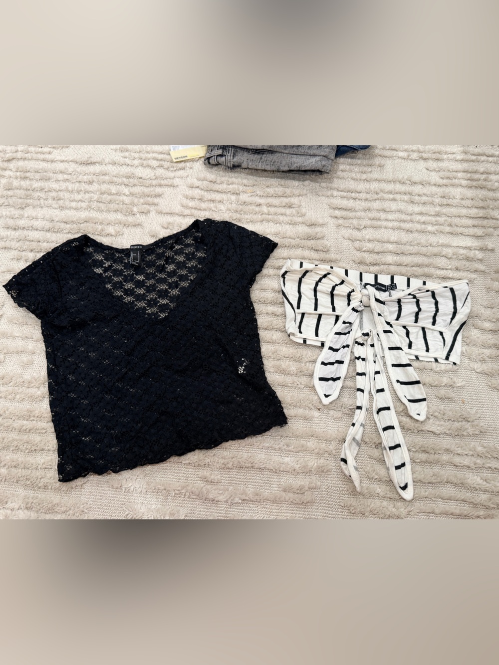 PrettyLittleThing Black Lace Crop Top BUNDLE